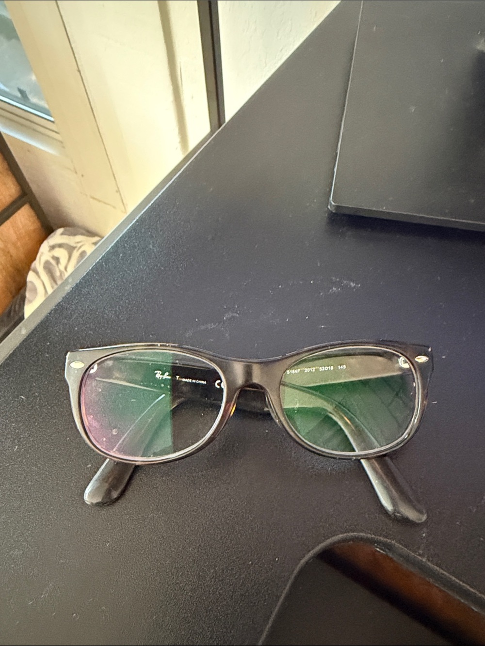 Ray-Ban Black Wayfarer-Style Eyeglasses with Green Tinted Lenses
